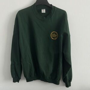 Vintage Dark Green Crewneck Sweatshirt with Gold Chest Emblem